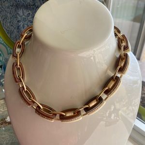 🔥EUC JCREW Tan Lucite chain Pave links Necklace